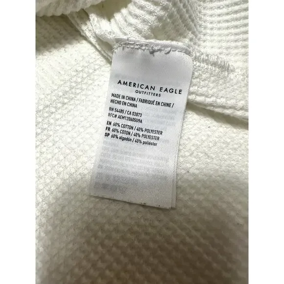 American Eagle White Thermal Long Sleeve Size Medium - Picture 3 of 7